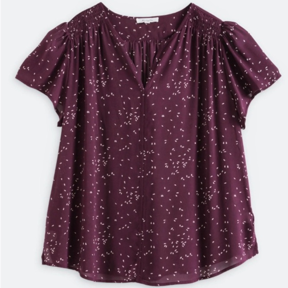 Monday Fun Short Sleeve Deep Purple Blouse - 2X